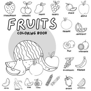 Fruits Coloring Pages with names 20 Pages