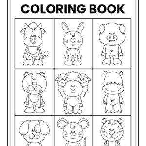 ANIMALS COLORING BOOK WITH NAMES 18 PAGES