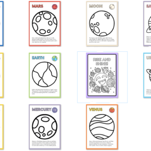 PLANETS COLORING BOOK WITH DETAILS