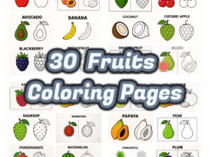 30-Page Fruits Coloring Book